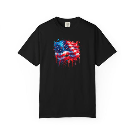 American Flag Graffiti Tee - Unisex T-shirt, Patriotic USA Shirt, Red White Blue Tee, Independence Day Top, Fourth of July Apparel
