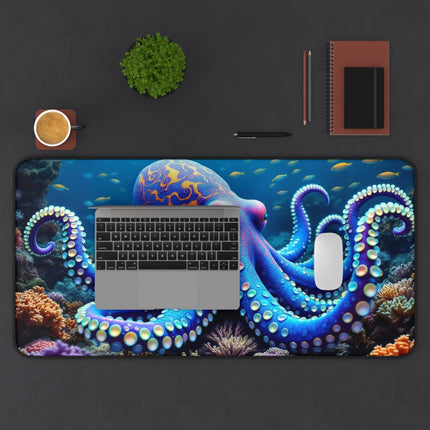 Purple Octopus Desk Mat, Octopus Mouse Pad, Ocean Animal Office Decor, Underwater Creature Work Desk Accessory, Sea Life Gaming Mousepad