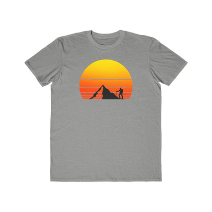 Hiking Tee, Mountain Sunset Graphic T-Shirt, Outdoor Adventure Shirt, Men's Nature Top, Lightweight Summer Tee, Mountain Climber T-Shirt