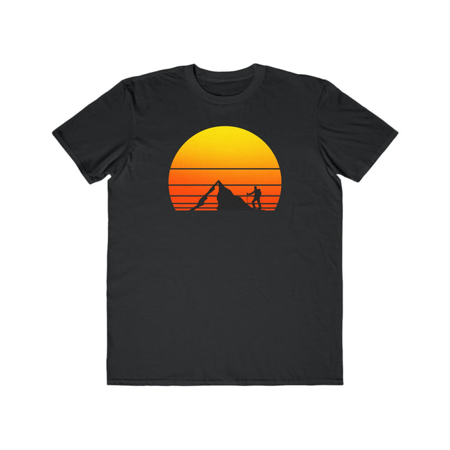 Hiking Tee, Mountain Sunset Graphic T-Shirt, Outdoor Adventure Shirt, Men's Nature Top, Lightweight Summer Tee, Mountain Climber T-Shirt