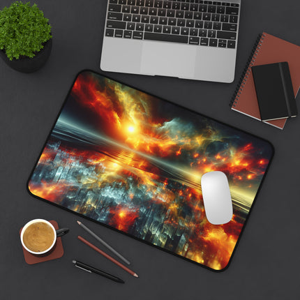 Celestial Solar Flare Seascape Desk Mat, Celestial Office Decor, Galaxy Desk Pad, Moon Desk Blotter, Starry Night Desk Mat, Ocean Desk