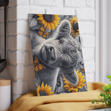 Glass Cutting Board, Cow and Sunflowers Kitchen Decor, Butterfly Glass Chopping Board, Farmhouse Cow Trivet, Floral Glass Cutting Board,