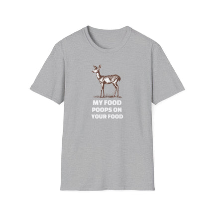 Deer Hunting Unisex Tee, Funny Food Poop Shirt, Hunting Gift, Outdoor Apparel, Wildlife Lover Gift