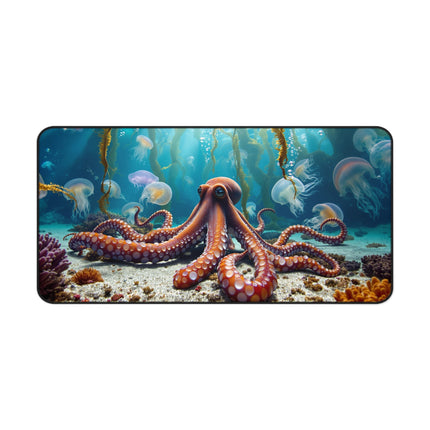 Octopus Jellyfish Desk Mat - Underwater Ocean Sea Creature Work Desk Pad, Gaming Mouse Pad, Desk Accessory, Home Office Decor, Gift