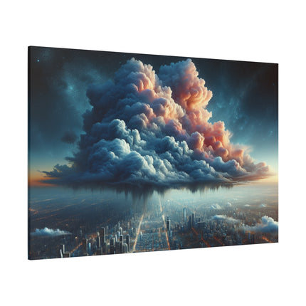 Canvas Wall Art, Cosmic Raincloud Cityscape, Stretched Matte Print, Home Decor, Office Decoration, Large Canvas Print, Gift, Home Decor