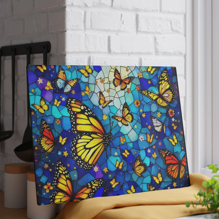 Butterfly Glass Cutting Board, Stained Glass Effect Kitchen Decor, Unique Cheese Board, Serving Tray, Housewarming Gift, Hostess Gift