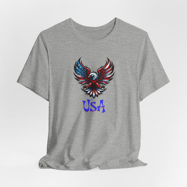 USA Eagle Flag Unisex Tee, American Flag T-Shirt, Patriotic Graphic Shirt, Independence Day Tee, Fourth of July Top, Unique Gift