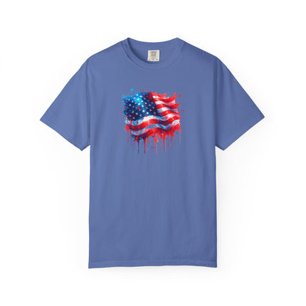 American Flag Graffiti Tee - Unisex T-shirt, Patriotic USA Shirt, Red White Blue Tee, Independence Day Top, Fourth of July Apparel