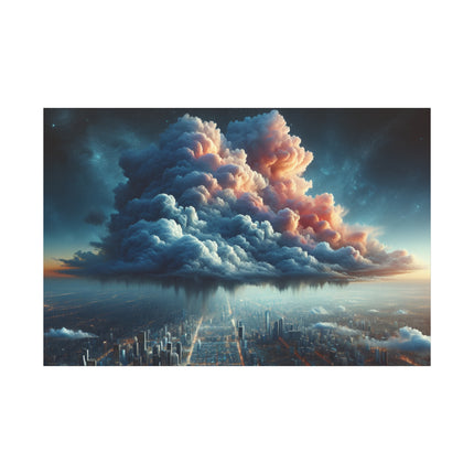Canvas Wall Art, Cosmic Raincloud Cityscape, Stretched Matte Print, Home Decor, Office Decoration, Large Canvas Print, Gift, Home Decor