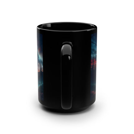 Black Mug, Sword in the Stone Black Wolf Coffee Mug, 15oz - Unique Drinkware for Coffee Lovers, Halloween Gifts, Gothic Home Decor, Kitchen