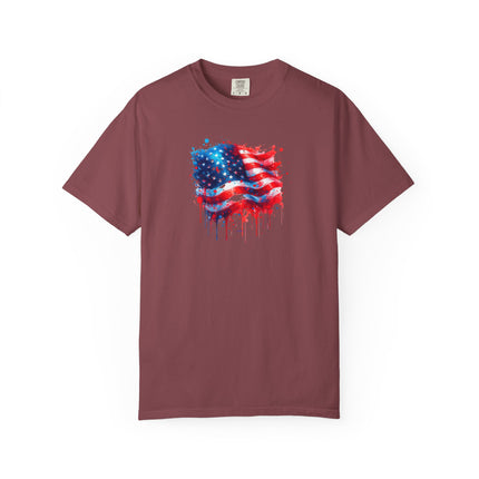 American Flag Graffiti Tee - Unisex T-shirt, Patriotic USA Shirt, Red White Blue Tee, Independence Day Top, Fourth of July Apparel