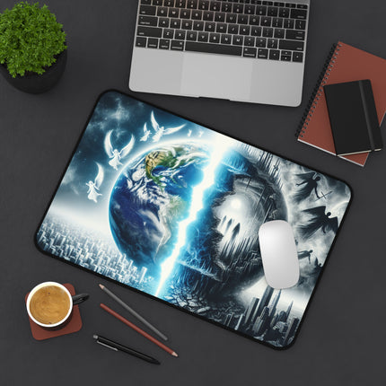 Heaven and Hell Earth Desk Mat, Galaxy Mouse Pad, Outer Space Desk Accessories, Astronomy Office Decor, Celestial Computer Mat