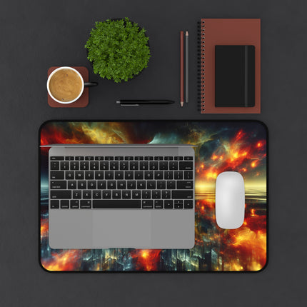 Celestial Solar Flare Seascape Desk Mat, Celestial Office Decor, Galaxy Desk Pad, Moon Desk Blotter, Starry Night Desk Mat, Ocean Desk