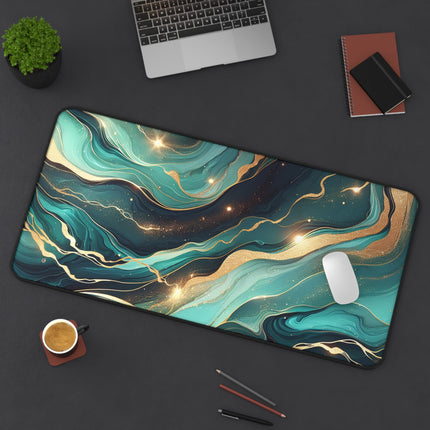Desk Mat, Teal Marble Effect Mouse Pad, Desk Accessories, Office Decor, Home Office Supplies, Gaming Mouse Pad, Gamer