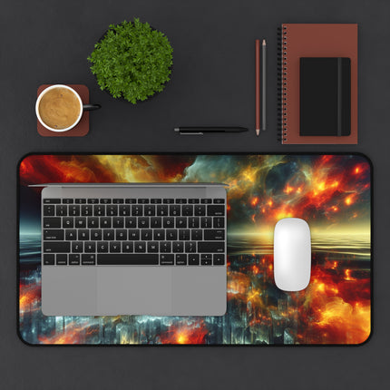 Celestial Solar Flare Seascape Desk Mat, Celestial Office Decor, Galaxy Desk Pad, Moon Desk Blotter, Starry Night Desk Mat, Ocean Desk