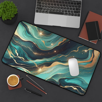 Desk Mat, Teal Marble Effect Mouse Pad, Desk Accessories, Office Decor, Home Office Supplies, Gaming Mouse Pad, Gamer