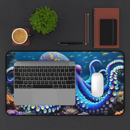 Purple Octopus Desk Mat, Octopus Mouse Pad, Ocean Animal Office Decor, Underwater Creature Work Desk Accessory, Sea Life Gaming Mousepad