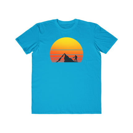 Hiking Tee, Mountain Sunset Graphic T-Shirt, Outdoor Adventure Shirt, Men's Nature Top, Lightweight Summer Tee, Mountain Climber T-Shirt