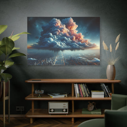 Canvas Wall Art, Cosmic Raincloud Cityscape, Stretched Matte Print, Home Decor, Office Decoration, Large Canvas Print, Gift, Home Decor