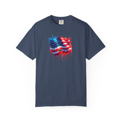 American Flag Graffiti Tee - Unisex T-shirt, Patriotic USA Shirt, Red White Blue Tee, Independence Day Top, Fourth of July Apparel