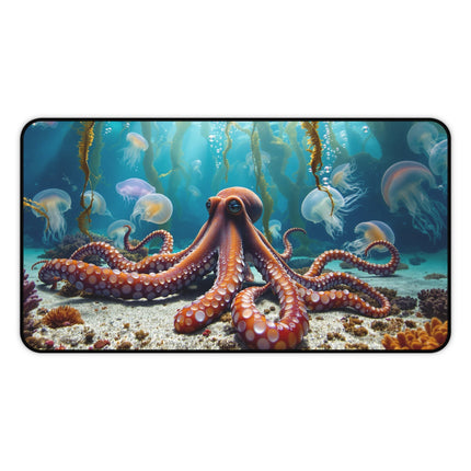 Octopus Jellyfish Desk Mat - Underwater Ocean Sea Creature Work Desk Pad, Gaming Mouse Pad, Desk Accessory, Home Office Decor, Gift