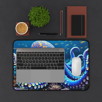 Purple Octopus Desk Mat, Octopus Mouse Pad, Ocean Animal Office Decor, Underwater Creature Work Desk Accessory, Sea Life Gaming Mousepad
