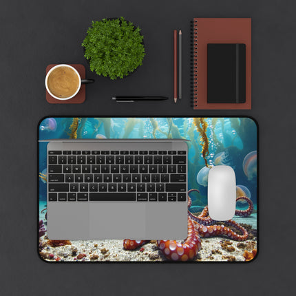 Octopus Jellyfish Desk Mat - Underwater Ocean Sea Creature Work Desk Pad, Gaming Mouse Pad, Desk Accessory, Home Office Decor, Gift