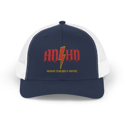 ADHD Highway to Oh Look a Squirrel Snapback Trucker Cap - Funny Design, Gift for ADHD, Distraction, ADHD Awareness, Snapback Cap, Trucker