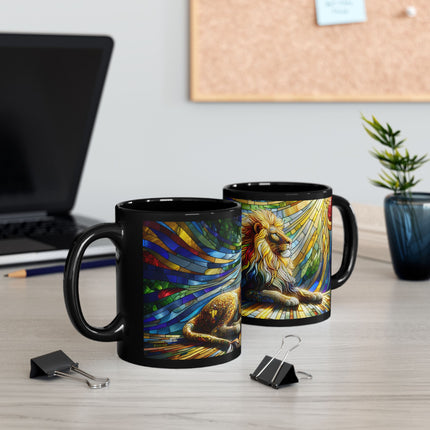Stained-Glass Effect Mug, Lion Coffee Cup, Colorful Tea Mug, Glass Effect Drinkware, Animal Lover Gift, Gift for Her, Unique Gift