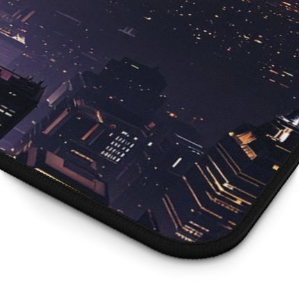 Cosmic Cityscape Desk Mat, Unique Gaming Mouse Pad, Outer Space Office Decor, Nebula Desk Accessory, Celestial Desk Protector