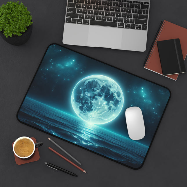 Cosmic Ocean Moon Desk Mat, Gaming, Gamer Gift, Gift for him, PC, Mouse Pad, Gaming