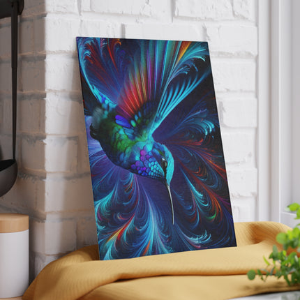 Colorful Abstract Hummingbird Glass Cutting Board, Kitchen Decor, Unique Serving Platter, Bird Lover Gift, Housewarming Present, Vibrant
