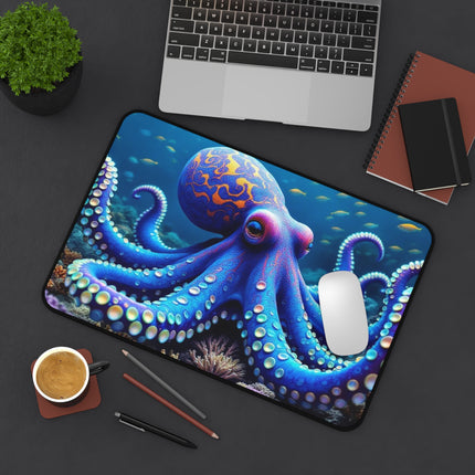 Purple Octopus Desk Mat, Octopus Mouse Pad, Ocean Animal Office Decor, Underwater Creature Work Desk Accessory, Sea Life Gaming Mousepad