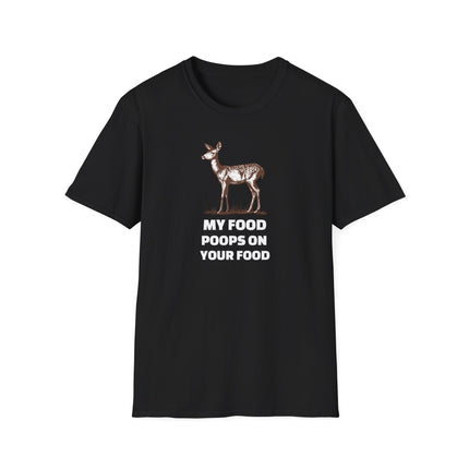 Deer Hunting Unisex Tee, Funny Food Poop Shirt, Hunting Gift, Outdoor Apparel, Wildlife Lover Gift
