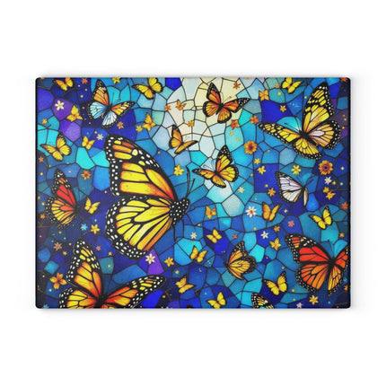 Butterfly Glass Cutting Board, Stained Glass Effect Kitchen Decor, Unique Cheese Board, Serving Tray, Housewarming Gift, Hostess Gift