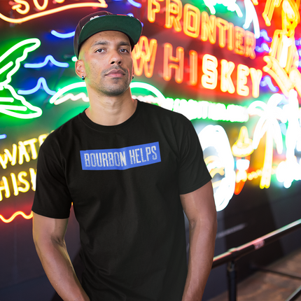 Bourbon Helps Tee, Casual T-Shirt, Gift for Bourbon Lovers, Relaxed Fit Graphic Tee, Comfortable Everyday Wear, Perfect