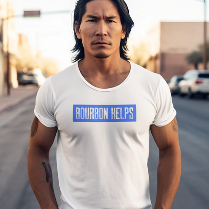 Bourbon Helps Tee, Casual T-Shirt, Gift for Bourbon Lovers, Relaxed Fit Graphic Tee, Comfortable Everyday Wear, Perfect