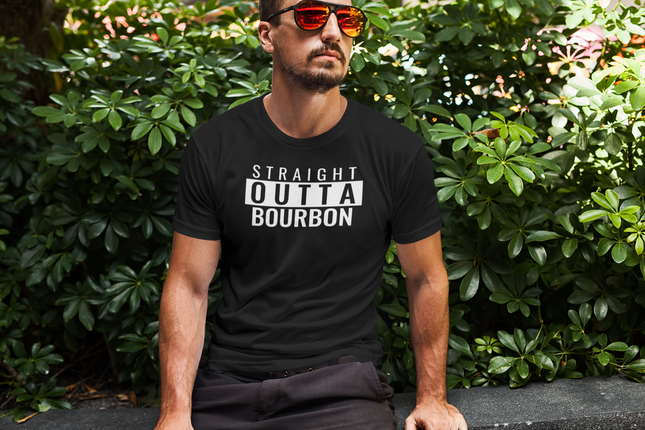 Bourbon Lover Graphic Tee, Straight Outta Bourbon T-Shirt, Whiskey Drinker Shirt, Unisex Softstyle Tee, Alcohol Gift Shirt