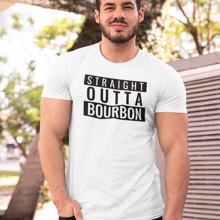 Bourbon Lover Graphic Tee, Straight Outta Bourbon T-Shirt, Whiskey Drinker Shirt, Unisex Softstyle Tee, Alcohol Gift Shirt