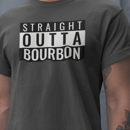 Bourbon Lover Graphic Tee, Straight Outta Bourbon T-Shirt, Whiskey Drinker Shirt, Unisex Softstyle Tee, Alcohol Gift Shirt