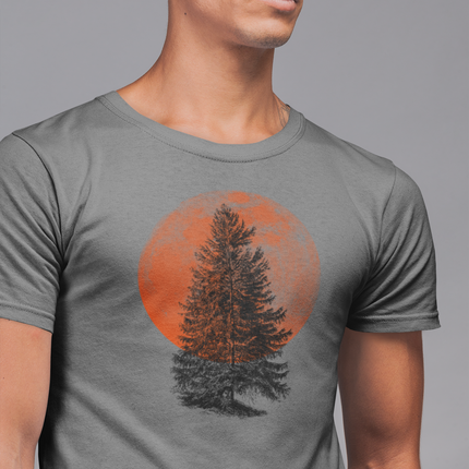 Mountain Camping Tee, Outdoor Adventure Shirt, Hiking Tshirt, Nature Lover Top, Blood Moon Men's Fashion, Lightweight Tee
