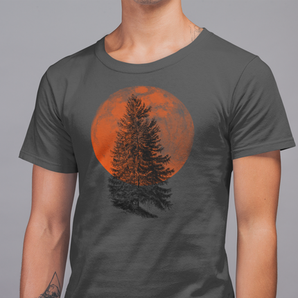 Mountain Camping Tee, Outdoor Adventure Shirt, Hiking Tshirt, Nature Lover Top, Blood Moon Men's Fashion, Lightweight Tee
