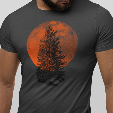 Mountain Camping Tee, Outdoor Adventure Shirt, Hiking Tshirt, Nature Lover Top, Blood Moon Men's Fashion, Lightweight Tee