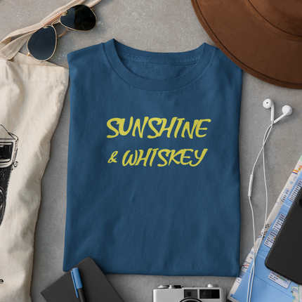 Sunshine and Whiskey Women's Tee, Summer Graphic Shirt, Alcohol Lover Gift, Unisex Cotton T-Shirt, Fun Beach Top