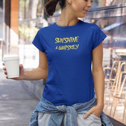 Sunshine and Whiskey Women's Tee, Summer Graphic Shirt, Alcohol Lover Gift, Unisex Cotton T-Shirt, Fun Beach Top