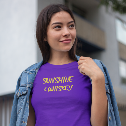 Sunshine and Whiskey Women's Tee, Summer Graphic Shirt, Alcohol Lover Gift, Unisex Cotton T-Shirt, Fun Beach Top