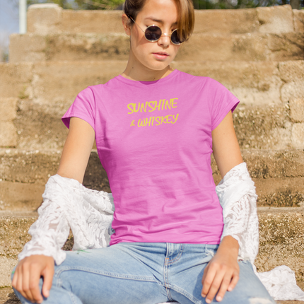 Sunshine and Whiskey Women's Tee, Summer Graphic Shirt, Alcohol Lover Gift, Unisex Cotton T-Shirt, Fun Beach Top