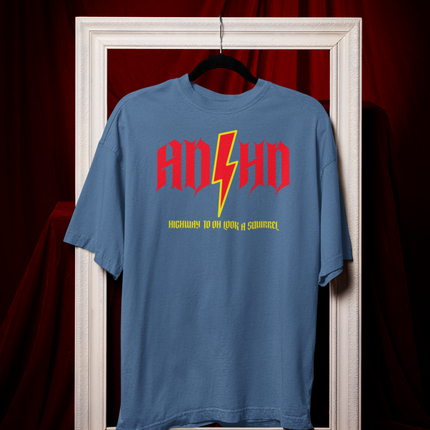 ADHD Highway to Oh Look a Squirrel Unisex Softstyle T-Shirt, Funny Tee for Distraction, Novelty Gift, Humorous Shirt, ADHD Awareness