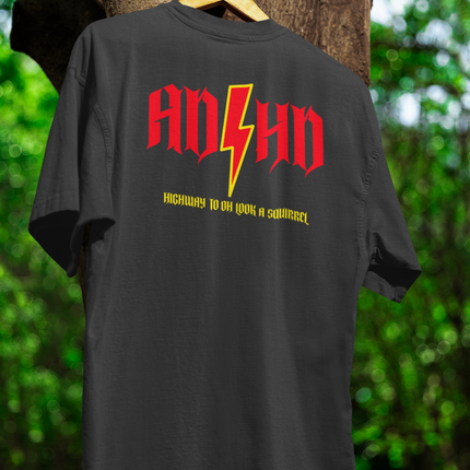 ADHD Highway to Oh Look a Squirrel Unisex Softstyle T-Shirt, Funny Tee for Distraction, Novelty Gift, Humorous Shirt, ADHD Awareness