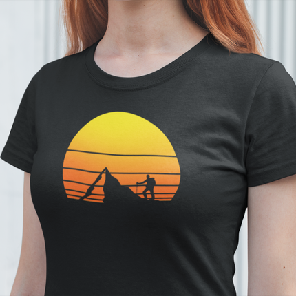 Hiking Tee, Mountain Sunset Graphic T-Shirt, Outdoor Adventure Shirt, Men's Nature Top, Lightweight Summer Tee, Mountain Climber T-Shirt